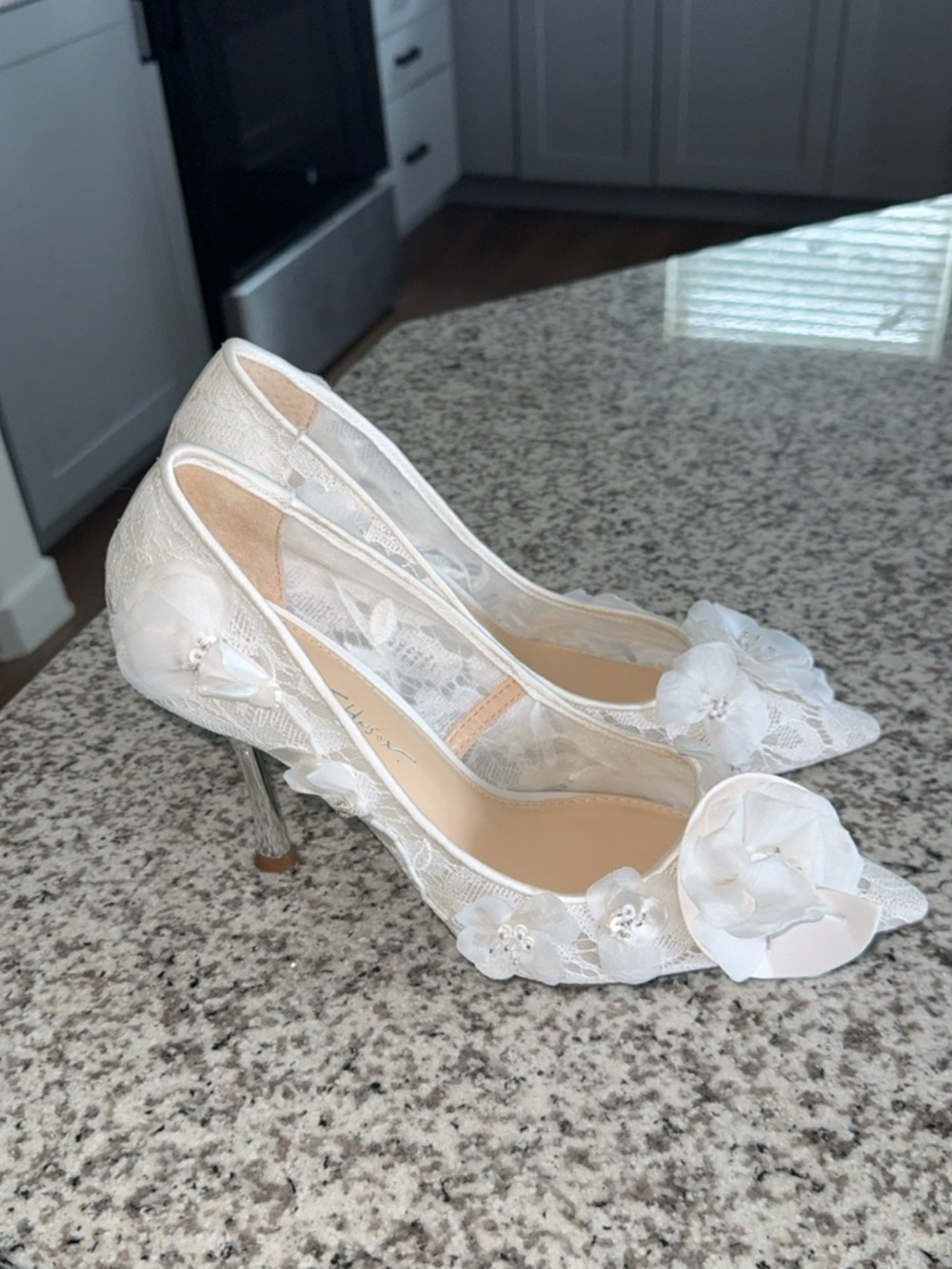 Betsey Johnson White Lace Floral Pointed-Toe Heels